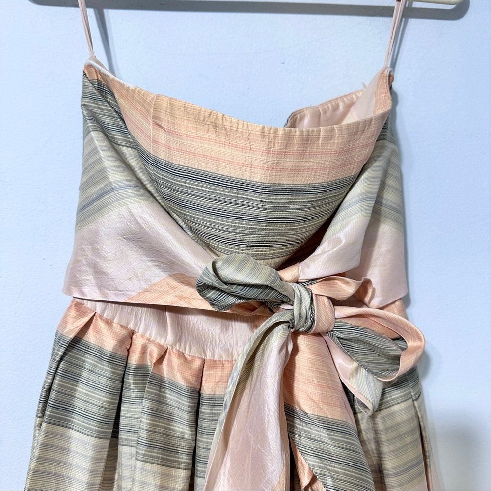 ARMANI‎ COLLEZIONI RARE Silk Strapless Stripe Midi Dress Sz 2 - Picture 3 of 13